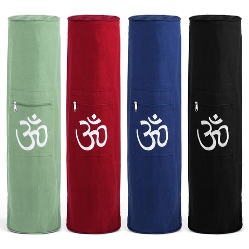 Yoga Bolster - Large Cylindrical Round Cotton Filled OM Embroidered Lotus -  Yogavni