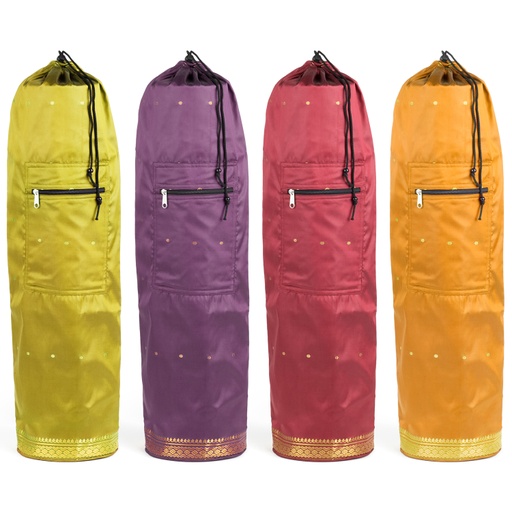 Yoga Mat Bag: Beige Brown, Contemporary Design, Fancy Indian Fabric, full  side zip, inside pocket